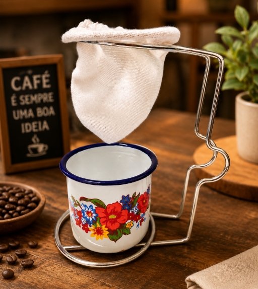 Caneca de Agata com Coador de café e suporte