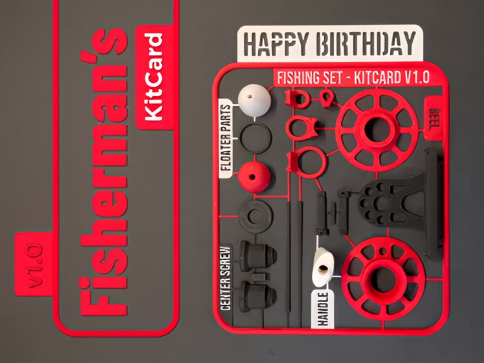 Kit de pesca - Cartão de aniversário - Conjunto completo
