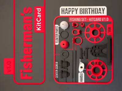 Kit de pesca - Cartão de aniversário - Conjunto completo